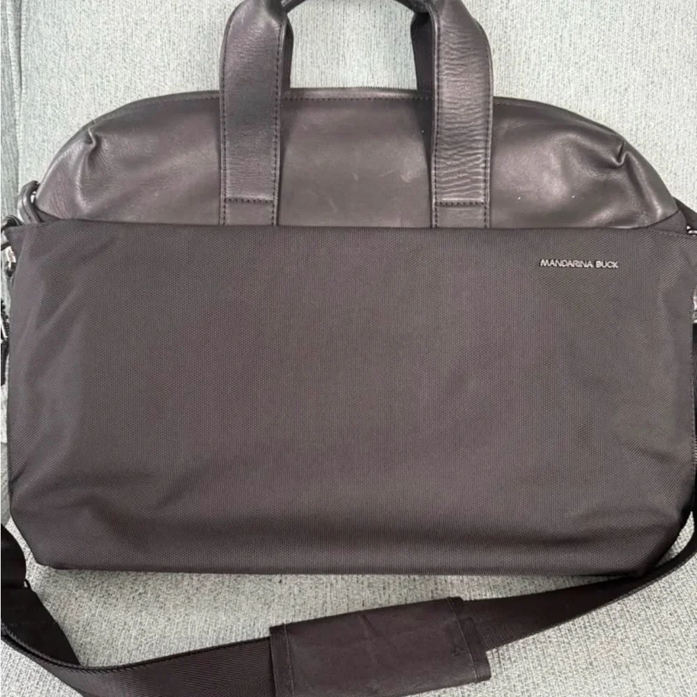 Mandarina Duck leather and canvas briefcase/laptop bag